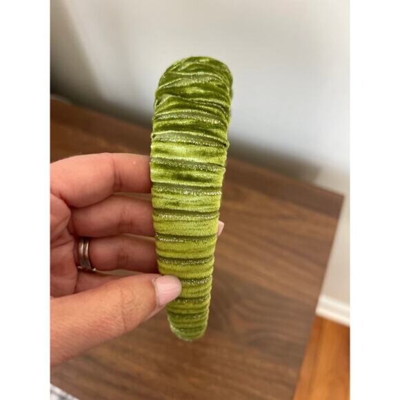 NEW Lele Sadoughi Velvet Kelly Ruched Headband Women's Chartreuse One Size - Picture 5 of 7